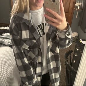 Grey and White Flannel button up